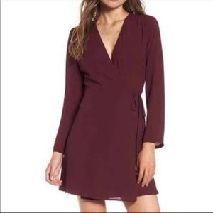 Lush Burgundy All in Favor Elly Wrap Dress Size S